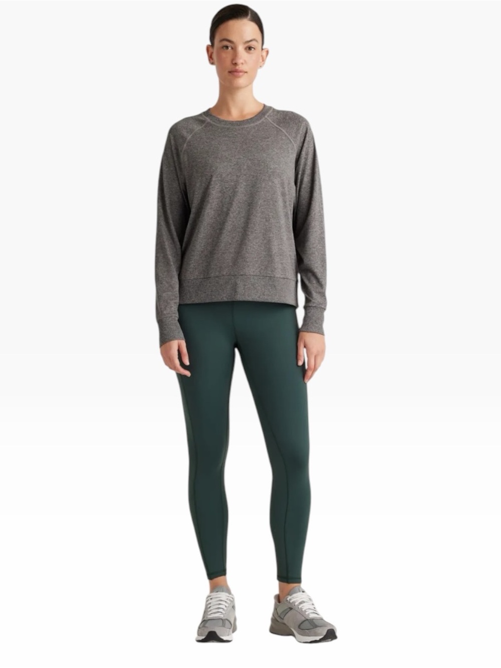 Quince Flow Knit Pullover Crewneck Heather Gray XL Athletic Lounge Top